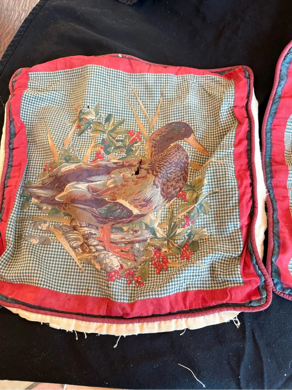 Pheasant Accent Pillow Cover in Red and Green